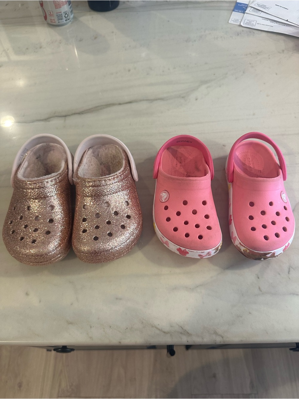CROCS Kids' Glitter Rose Gold and Pink Clog Duo